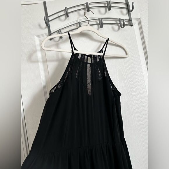 City Chic high neck lace panel maxi dress Flowy M SZ 20 gothic black industrial - Picture 9 of 13